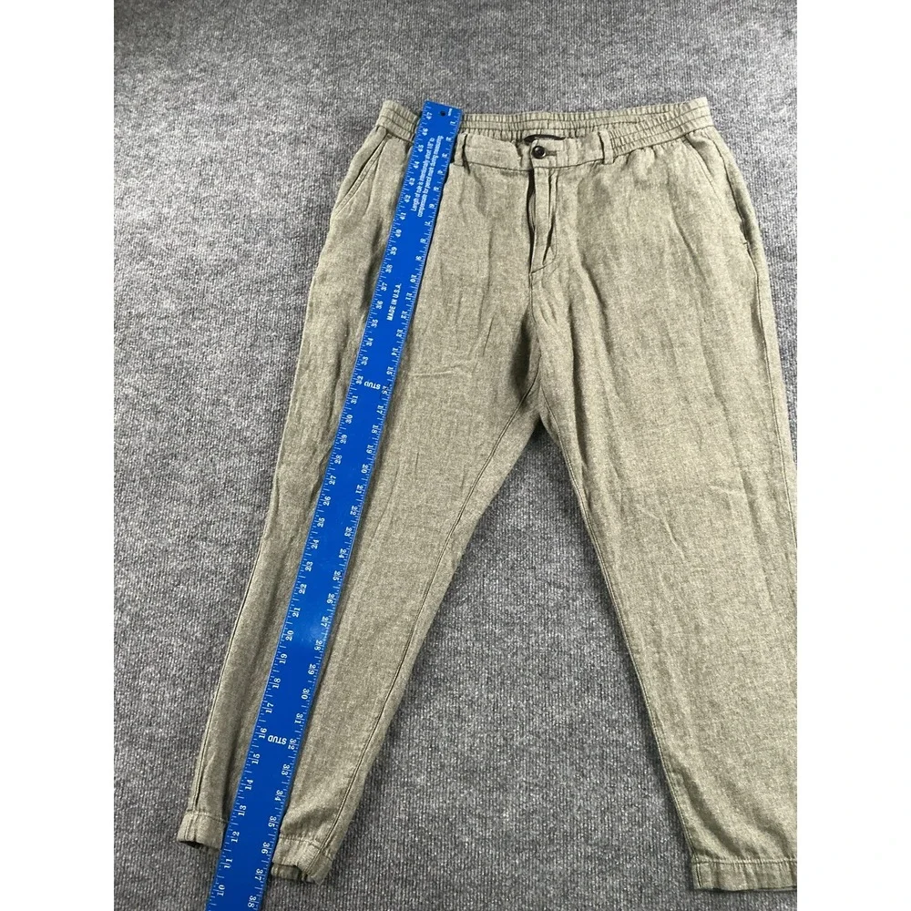 Banana Republic Athletic Tapered Linen Blend Pants Mens 36x30 Olive Green Khaki